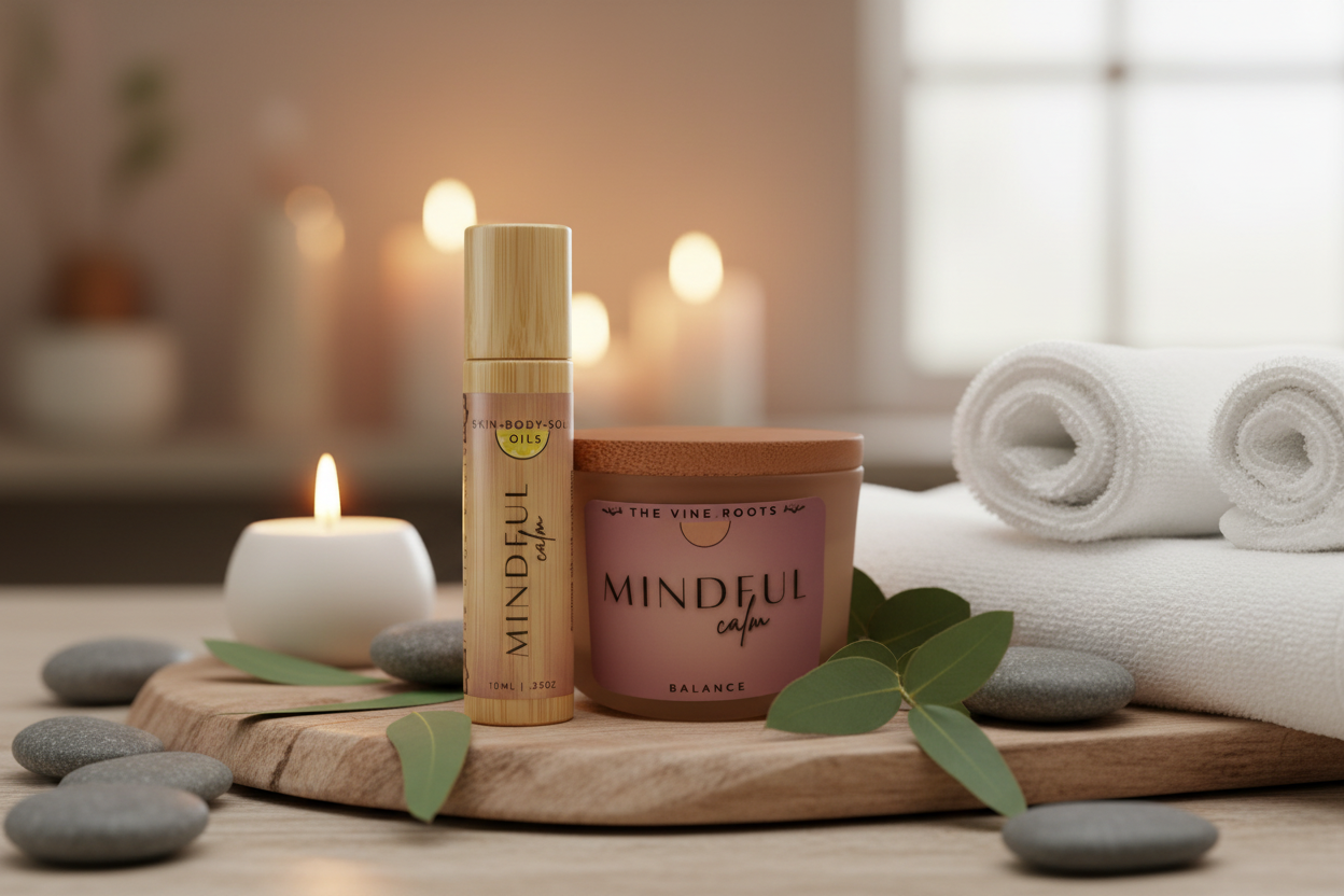 Mindful Calm Meditation Set (10ml Aroma Oil & 4oz Candle)